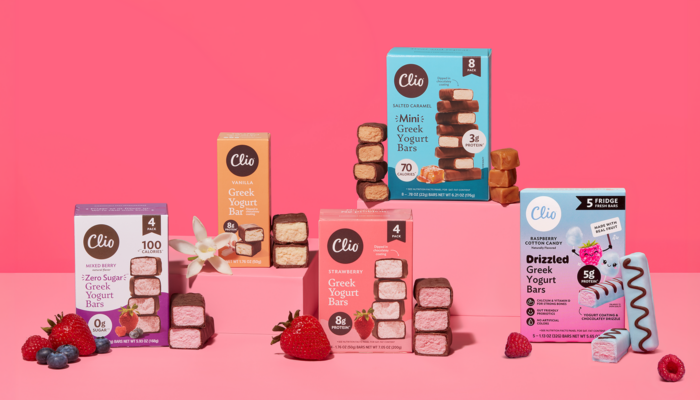 A craveable lineup of Clio Greek Yogurt Bars.